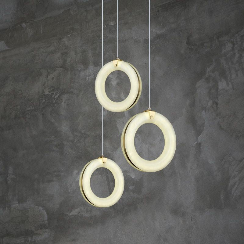 Theseus Alabaster Lorry Toroid Staircase Chandelier - fovolighting