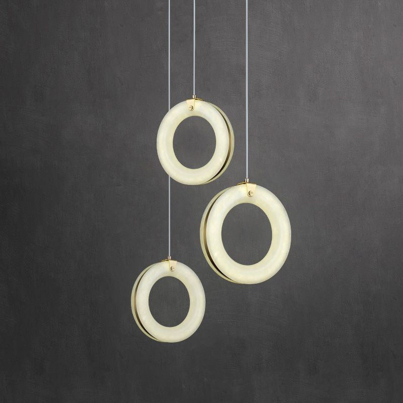 Theseus Alabaster Lorry Toroid Staircase Chandelier - fovolighting