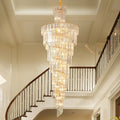 Tiered Foyer Staircase Spiral Crystal Chandelier Hotel Hall/ Entrance High Ceiling Pendant Lighting Fixture - fovolighting