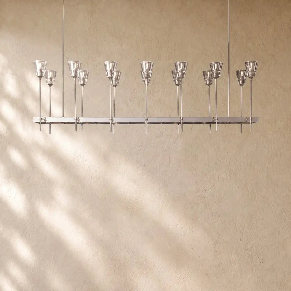 Torch De Vera Rectangular Chandelier - 67’’ / Polished Nickel