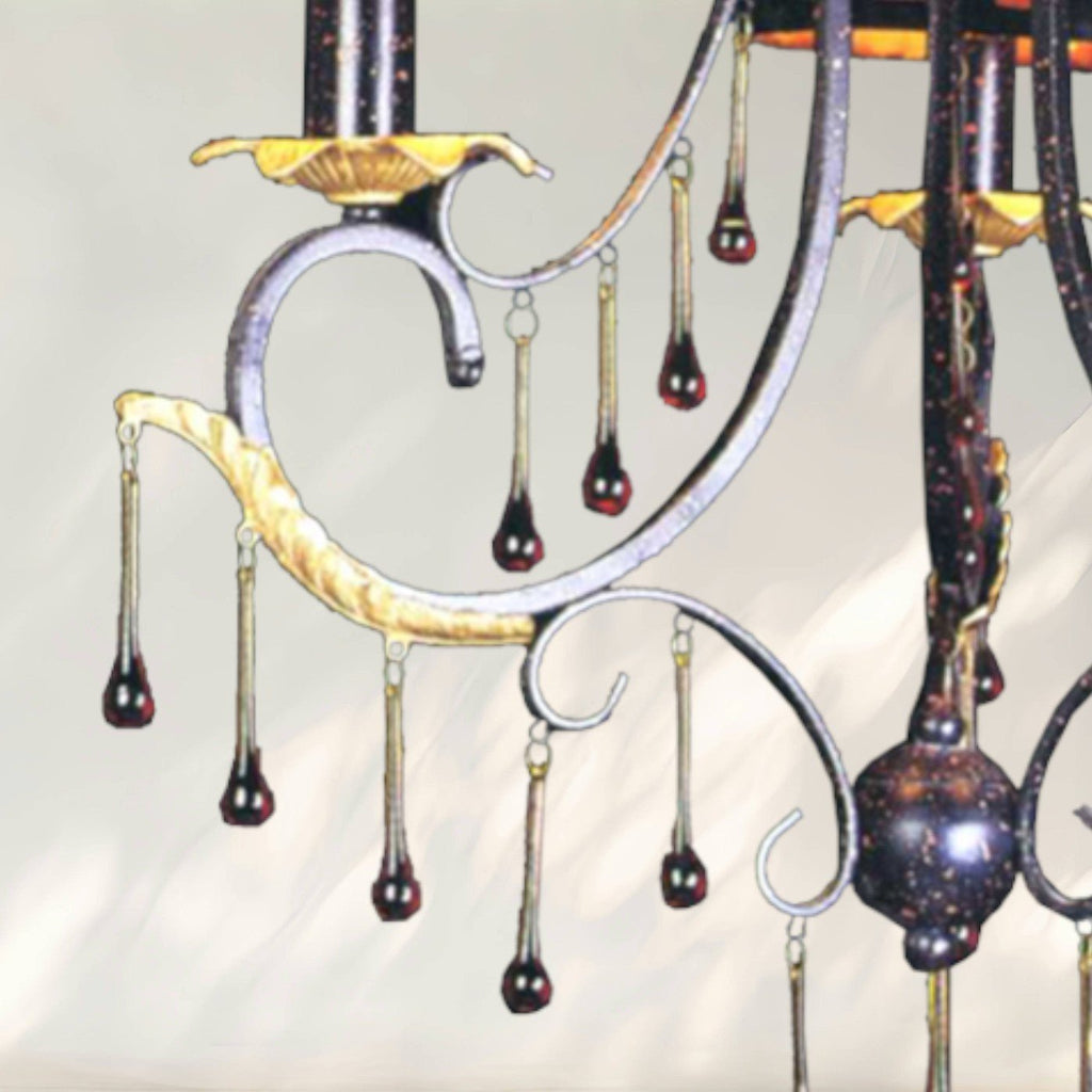 Traditional Chandelier with Black Fabric Shades and Metal Frame - fovolighting