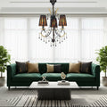 Traditional Chandelier with Black Fabric Shades and Metal Frame - fovolighting