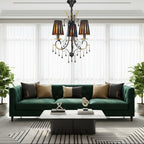 Traditional Chandelier with Black Fabric Shades and Metal Frame - fovolighting
