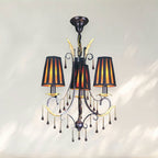 Traditional Chandelier with Black Fabric Shades and Metal Frame - fovolighting