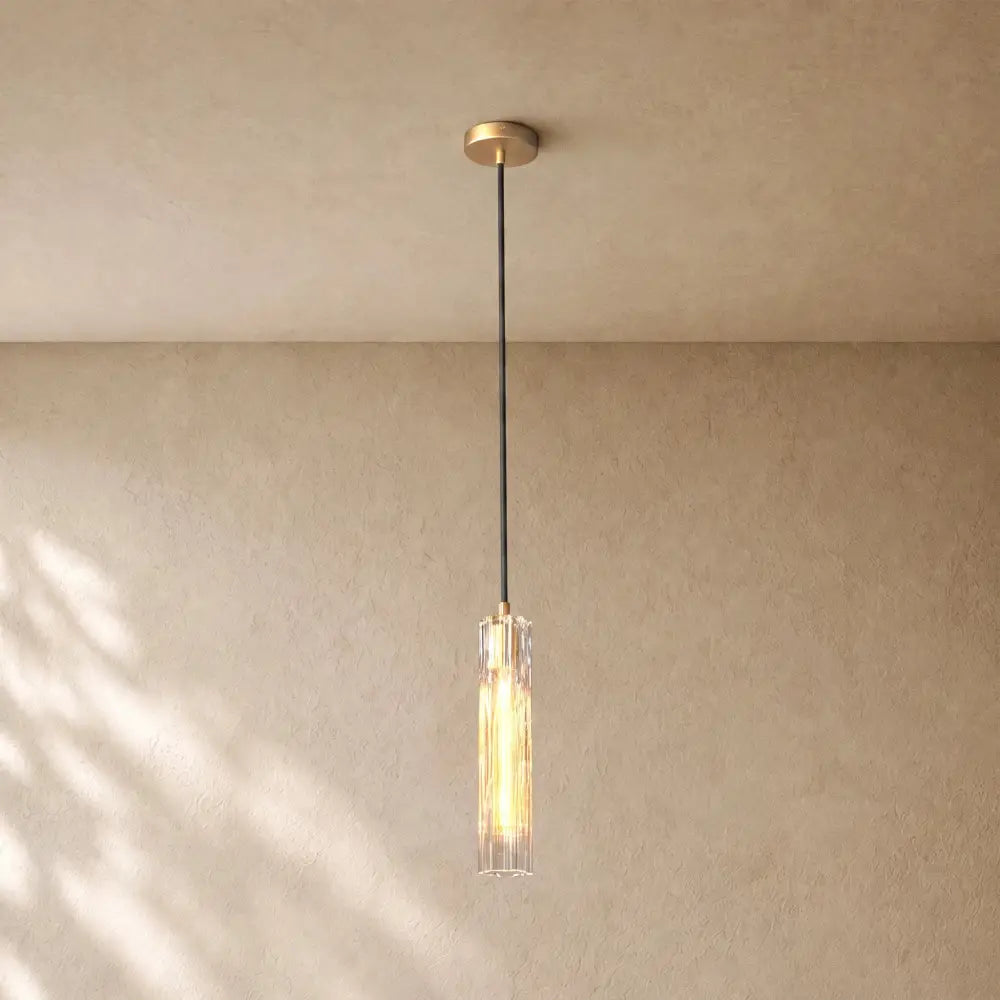 Tronchy Glass Pendant - Lacquered Burnished Brass / Clear