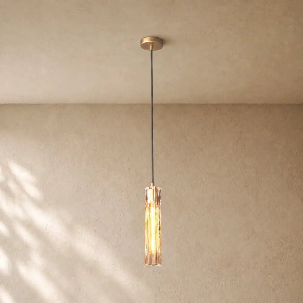 Tronchy Glass Pendant - Lacquered Burnished Brass / Smoke