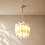 Tronchy Glass Round Chandelier - 19’’ / Lacquered Burnished Brass / Clear
