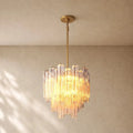 Tronchy Glass Round Chandelier - 19’’ / Lacquered Burnished Brass / Smoke