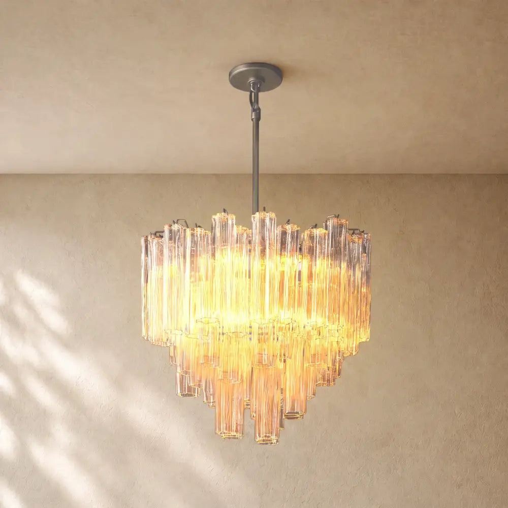 Tronchy Glass Round Chandelier - 35’’ / Bronze / Smoke