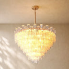 Tronchy Glass Round Chandelier - 48’’ / Lacquered Burnished Brass / Clear