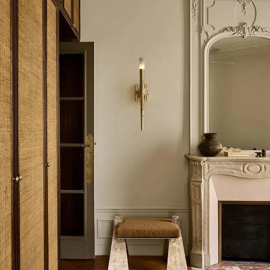 Valen™ Forged Brass & Marble Wall Sconce - fovolighting