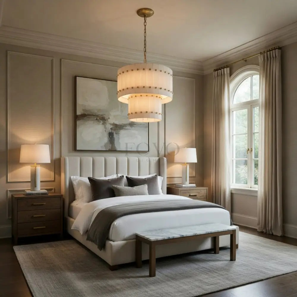 Valmont 2 - Tier Marble Chandelier 23" - fovolighting