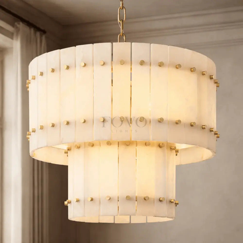 Valmont 2 - Tier Marble Chandelier 23" - fovolighting