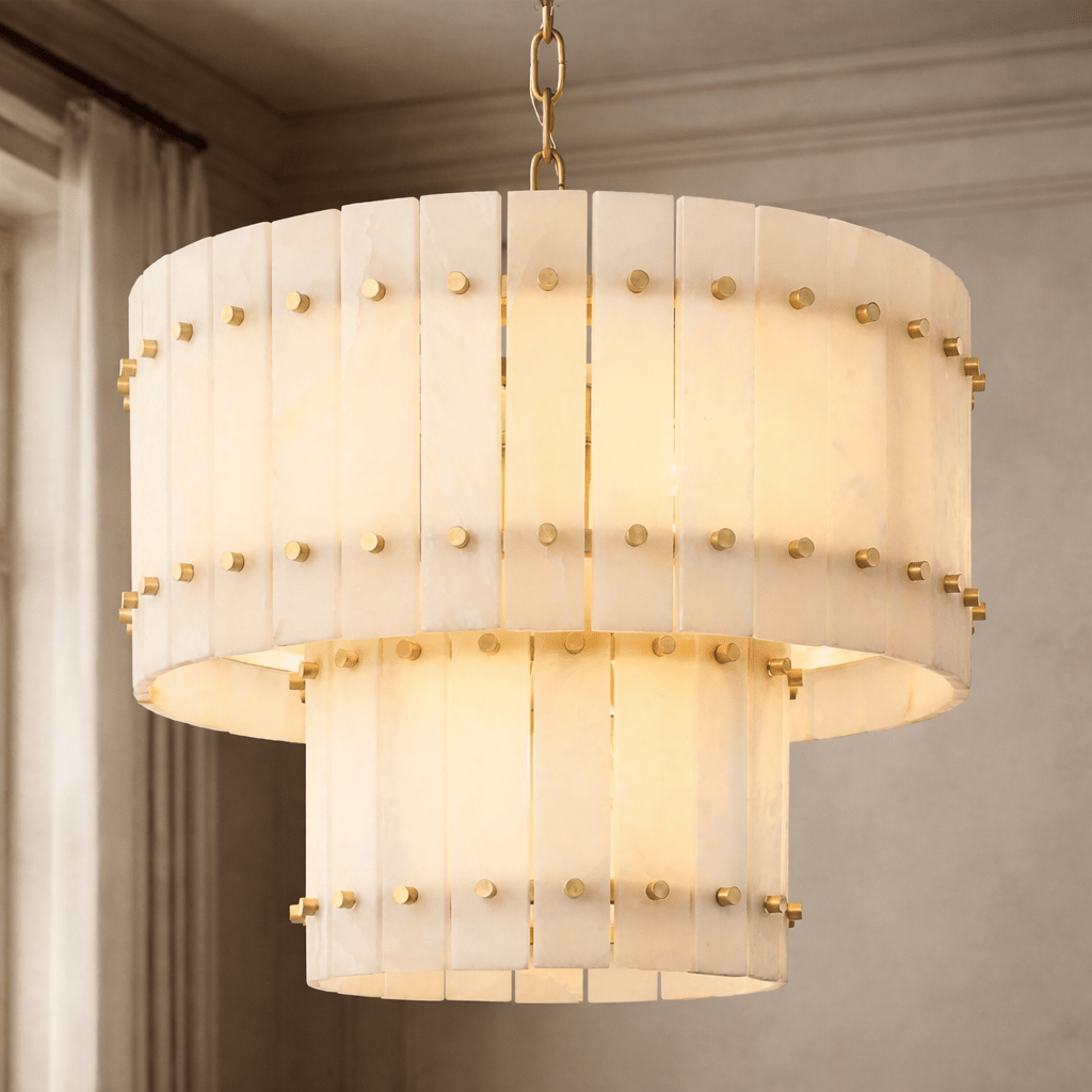 Valmont 2 - Tier Marble Chandelier 23" - fovolighting