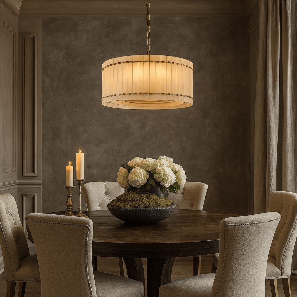 Valmont Marble Round Chandelier 24" - fovolighting