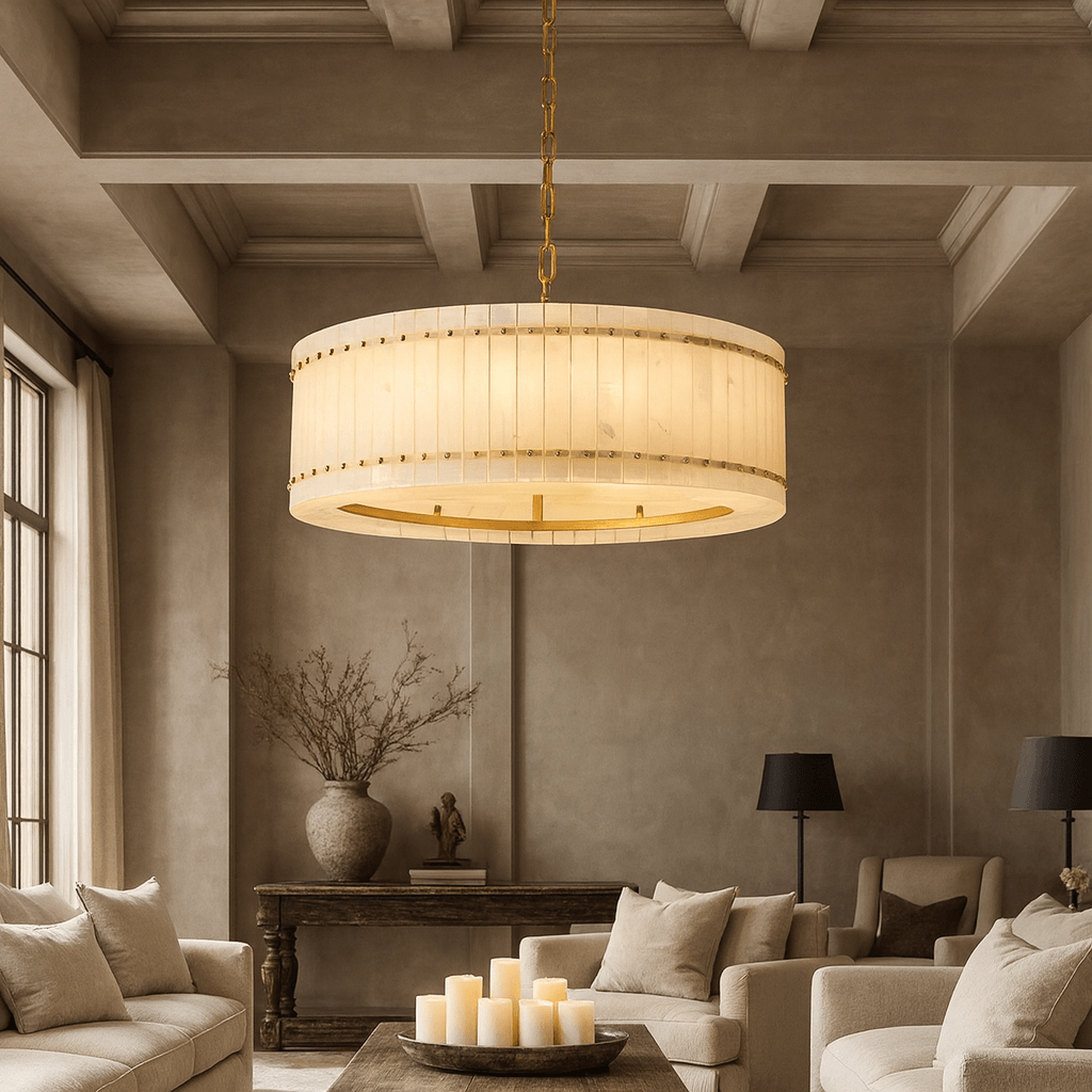 Valmont Marble Round Chandelier 31" - fovolighting