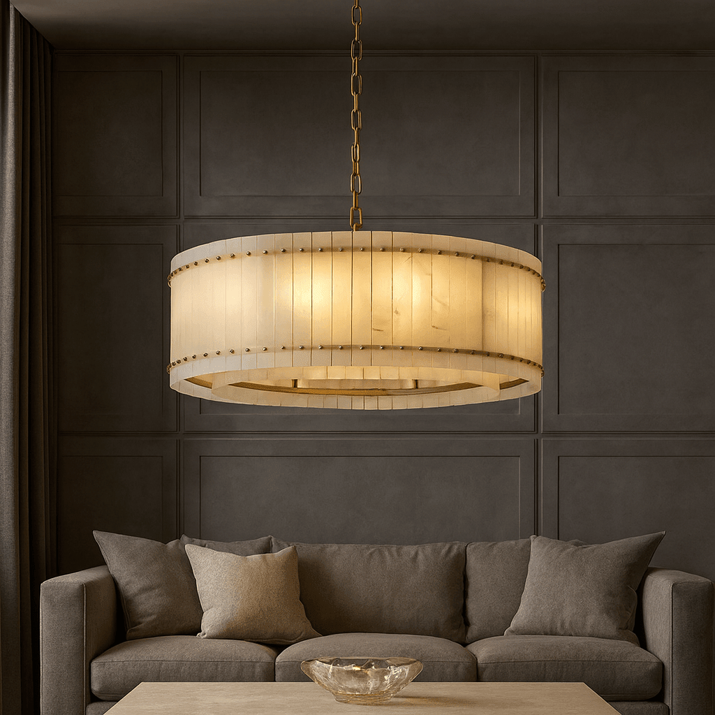Valmont Marble Round Chandelier 39" - fovolighting