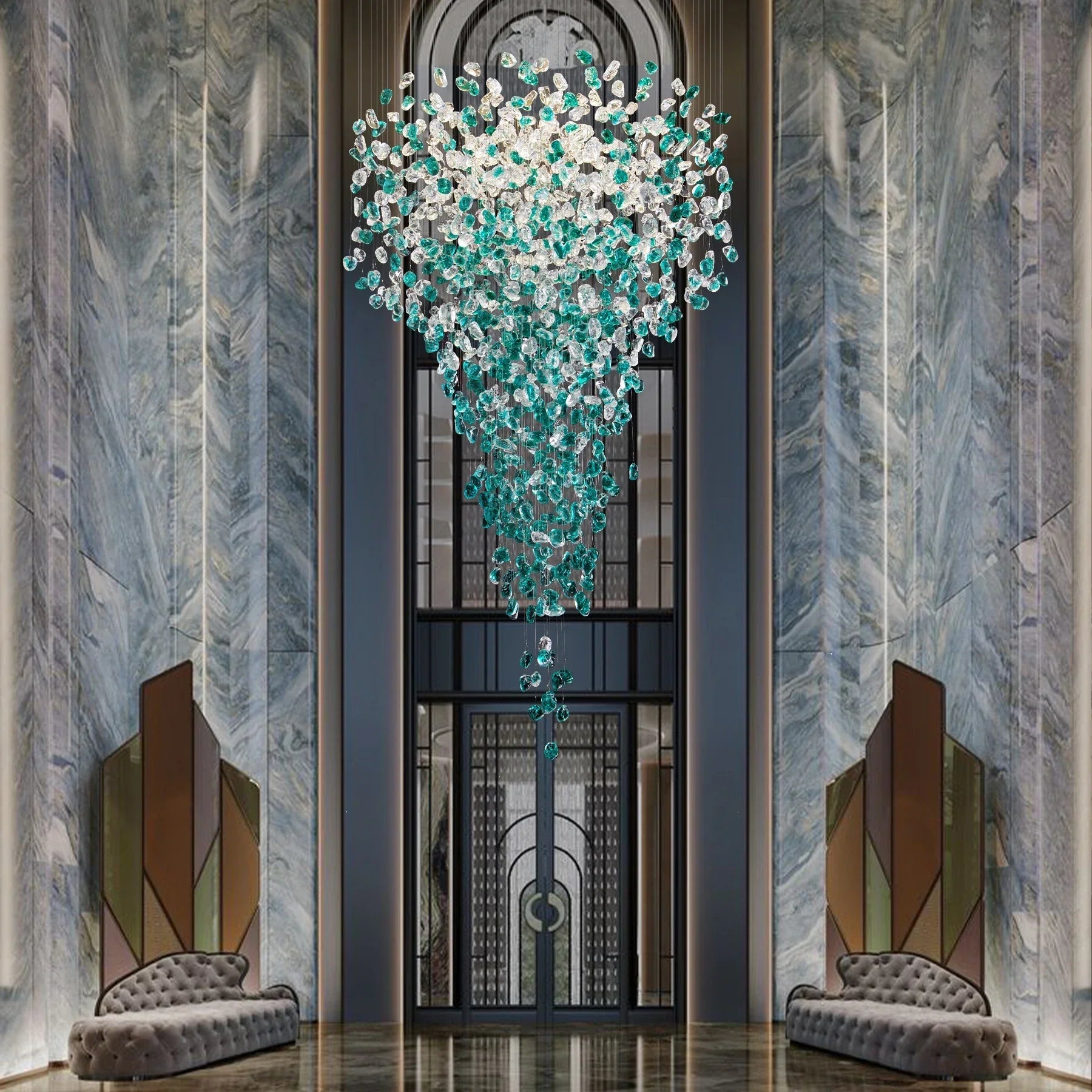 Verde Crystal Foyer Chandelier - fovolighting