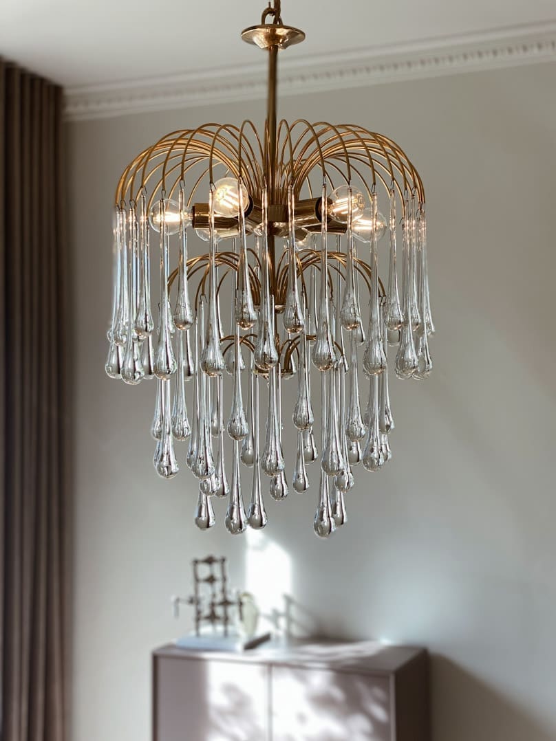 Vintage – Murano chandelier – Teardrop – 68 drops – Clear - fovolighting