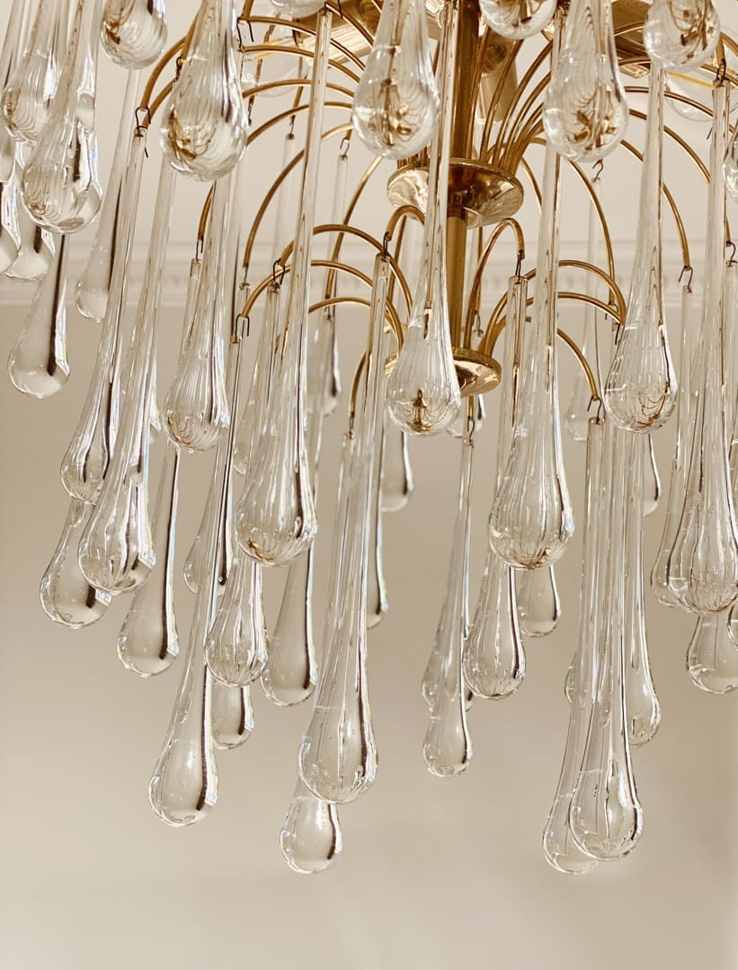 Vintage – Murano chandelier – Teardrop – 68 drops – Clear - fovolighting