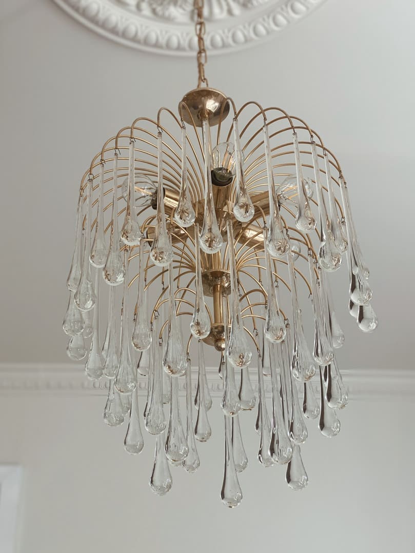 Vintage – Murano chandelier – Teardrop – 68 drops – Clear - fovolighting