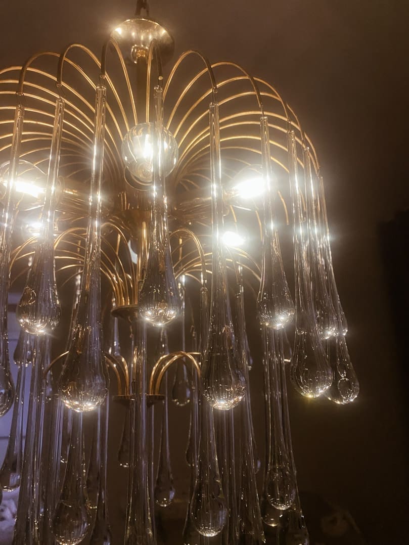 Vintage – Murano chandelier – Teardrop – 68 drops – Clear - fovolighting