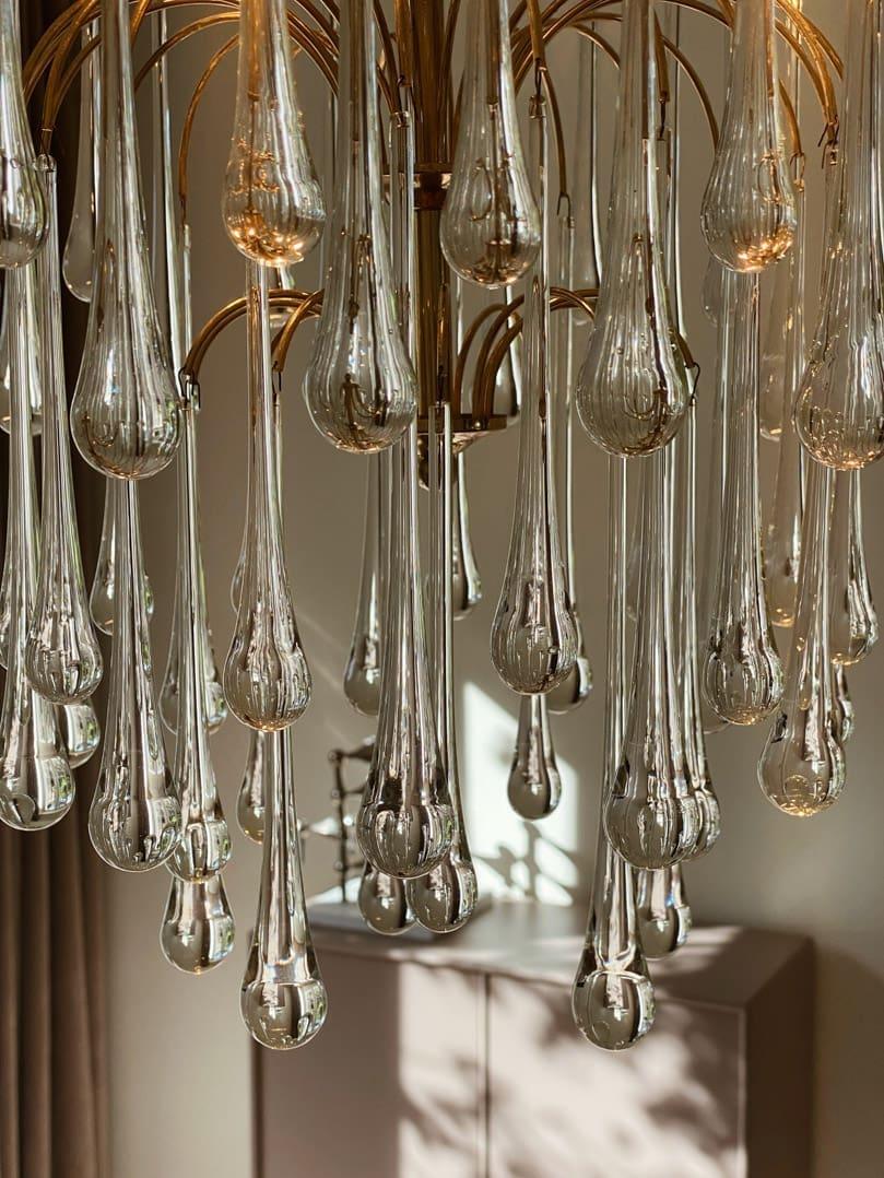 Vintage – Murano chandelier – Teardrop – 68 drops – Clear - fovolighting