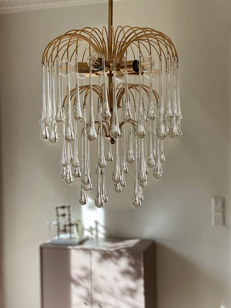 Vintage – Murano chandelier – Teardrop – 68 drops – Clear - fovolighting