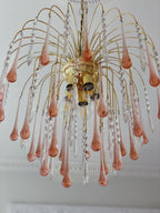 Vintage – Murano Teardrops Chandelier – 70s – Pink prisms - fovolighting