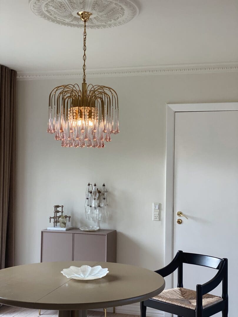 Vintage – Murano Teardrops Chandelier – 70s – Pink prisms - fovolighting