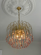 Vintage – Murano Teardrops Chandelier – 70s – Pink prisms - fovolighting