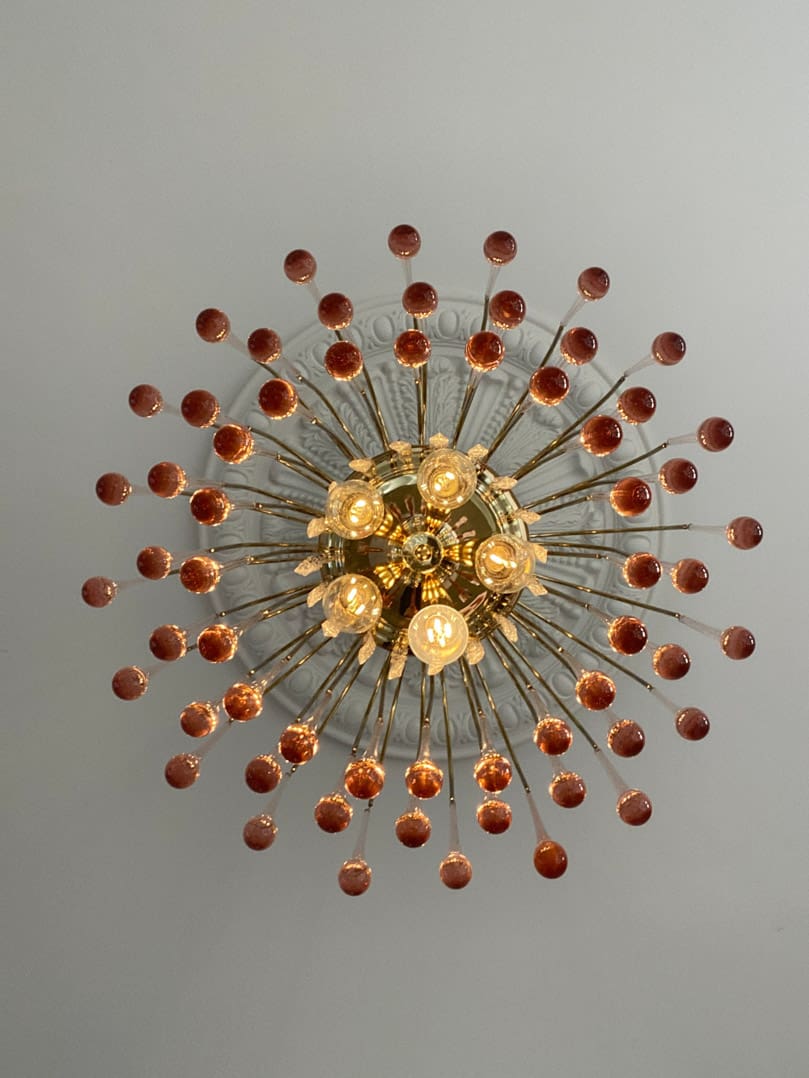 Vintage – Murano Teardrops Chandelier – 70s – Pink prisms - fovolighting