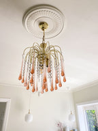 Vintage – Murano Teardrops Chandelier – 70s – Pink prisms - fovolighting