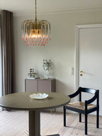 Vintage – Murano Teardrops Chandelier – 70s – Pink prisms - fovolighting