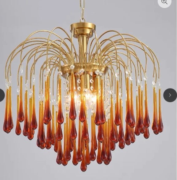 Vintage – Murano Teardrops Chandelier – 70s – Pink prisms - fovolighting