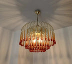 Vintage – Murano Teardrops Chandelier – 70s – Pink prisms - fovolighting
