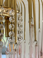 Vintage – Murano Teardrops Chandelier – 70s – Pink prisms - fovolighting