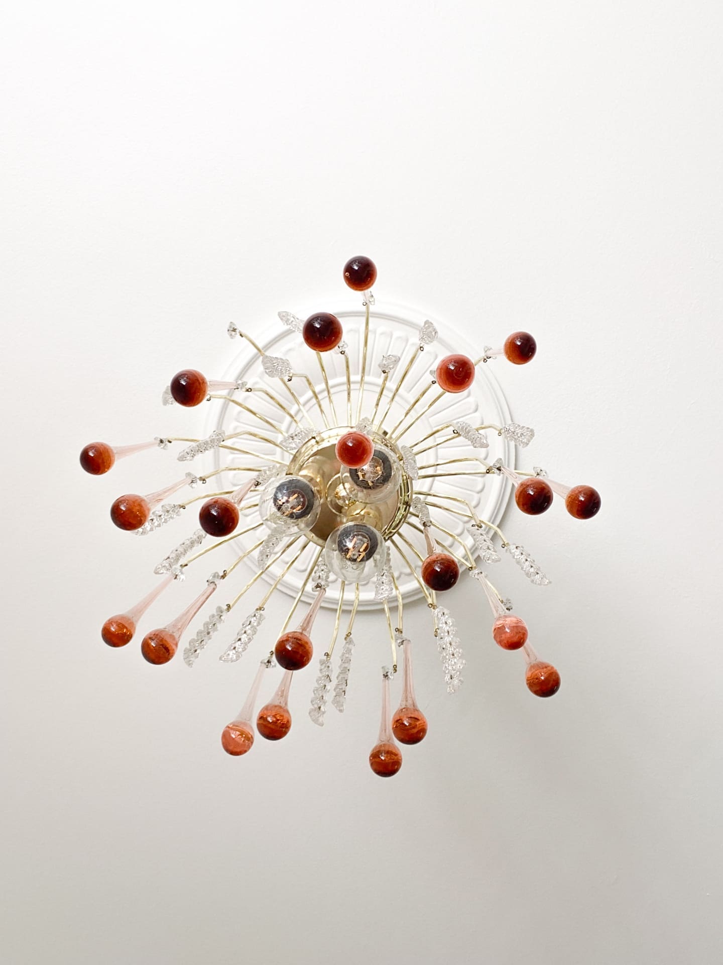 Vintage – Murano Teardrops Chandelier – 70s – Pink prisms - fovolighting