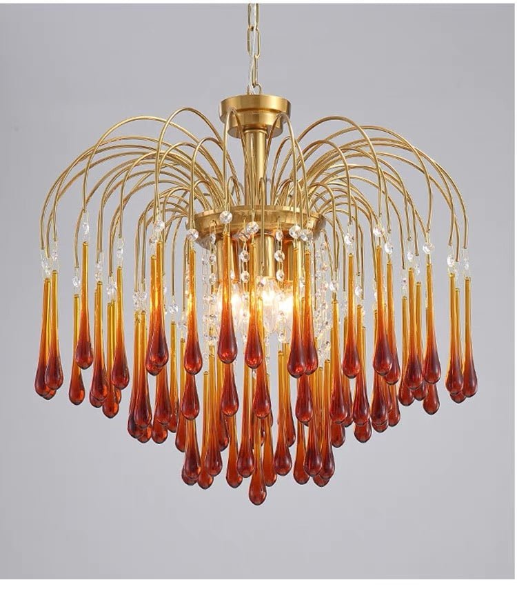 Vintage – Murano Teardrops Chandelier – 70s – Pink prisms - fovolighting
