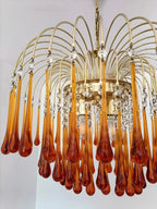 Vintage – Murano Teardrops Chandelier – 70s – Pink prisms - fovolighting