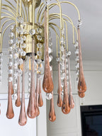 Vintage – Murano Teardrops Chandelier – 70s – Pink prisms - fovolighting