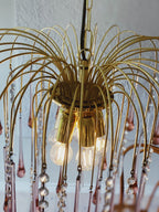 Vintage – Murano Teardrops Chandelier – 70s – Pink prisms - fovolighting