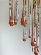 Vintage – Murano Teardrops Chandelier – 70s – Pink prisms - fovolighting