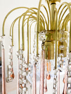 Vintage – Murano Teardrops Chandelier – 70s – Pink prisms - fovolighting