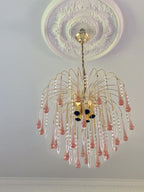 Vintage – Murano Teardrops Chandelier – 70s – Pink prisms - fovolighting