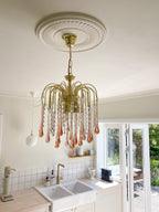 Vintage – Murano Teardrops Chandelier – 70s – Pink prisms - fovolighting