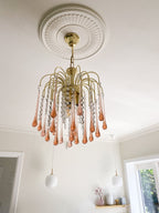 Vintage – Murano Teardrops Chandelier – 70s – Pink prisms - fovolighting